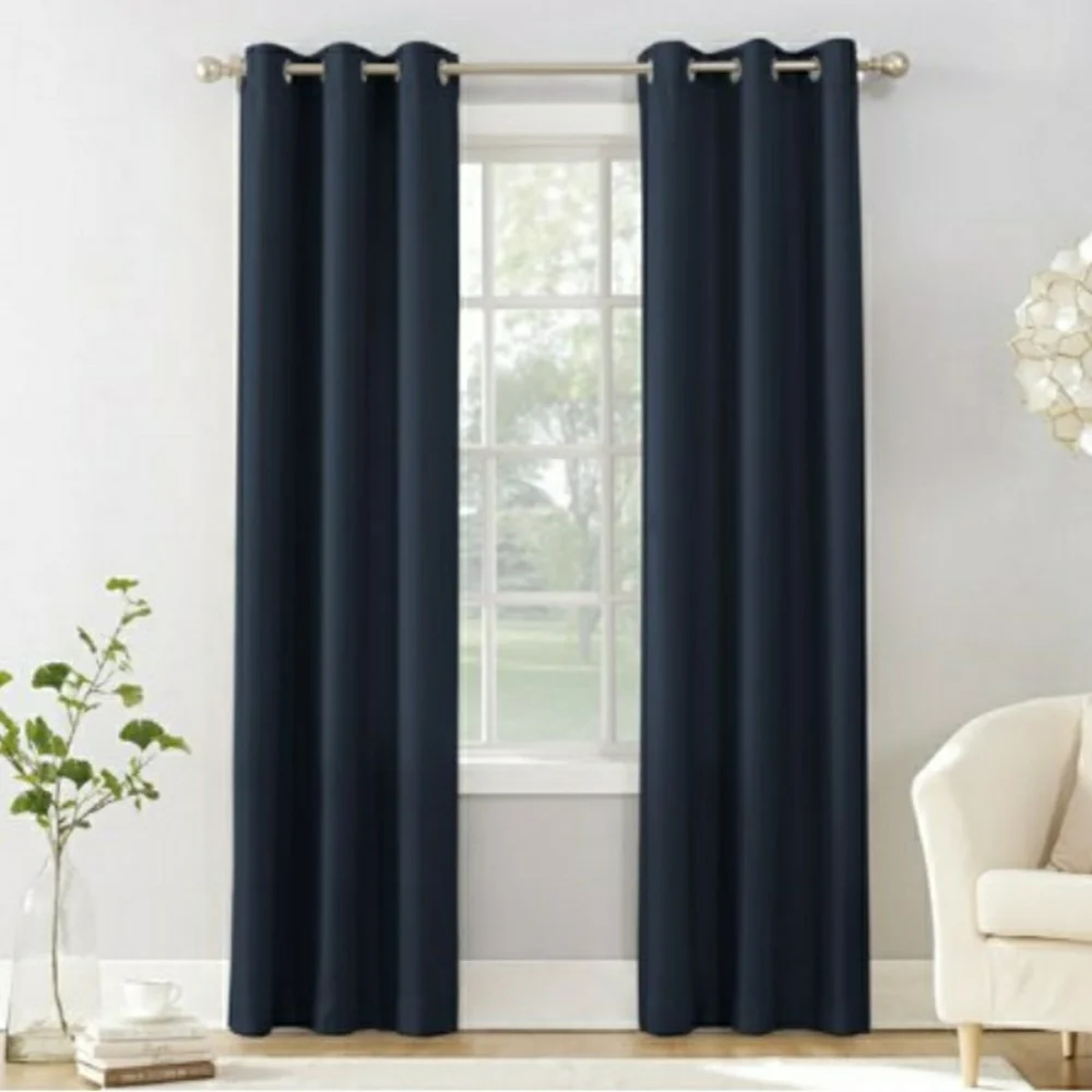 NEW Set Of 2 No. 918 Sora Navy Blue Grommet Light Filtering Curtains 40